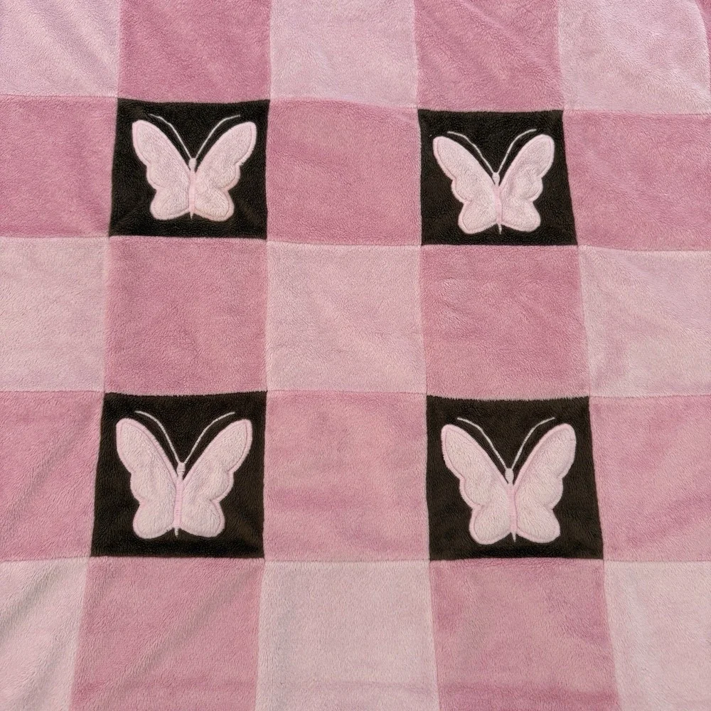 Amy Coe Limited Ed Pink Brown Butterfly Mod Garden Baby Security Blanket